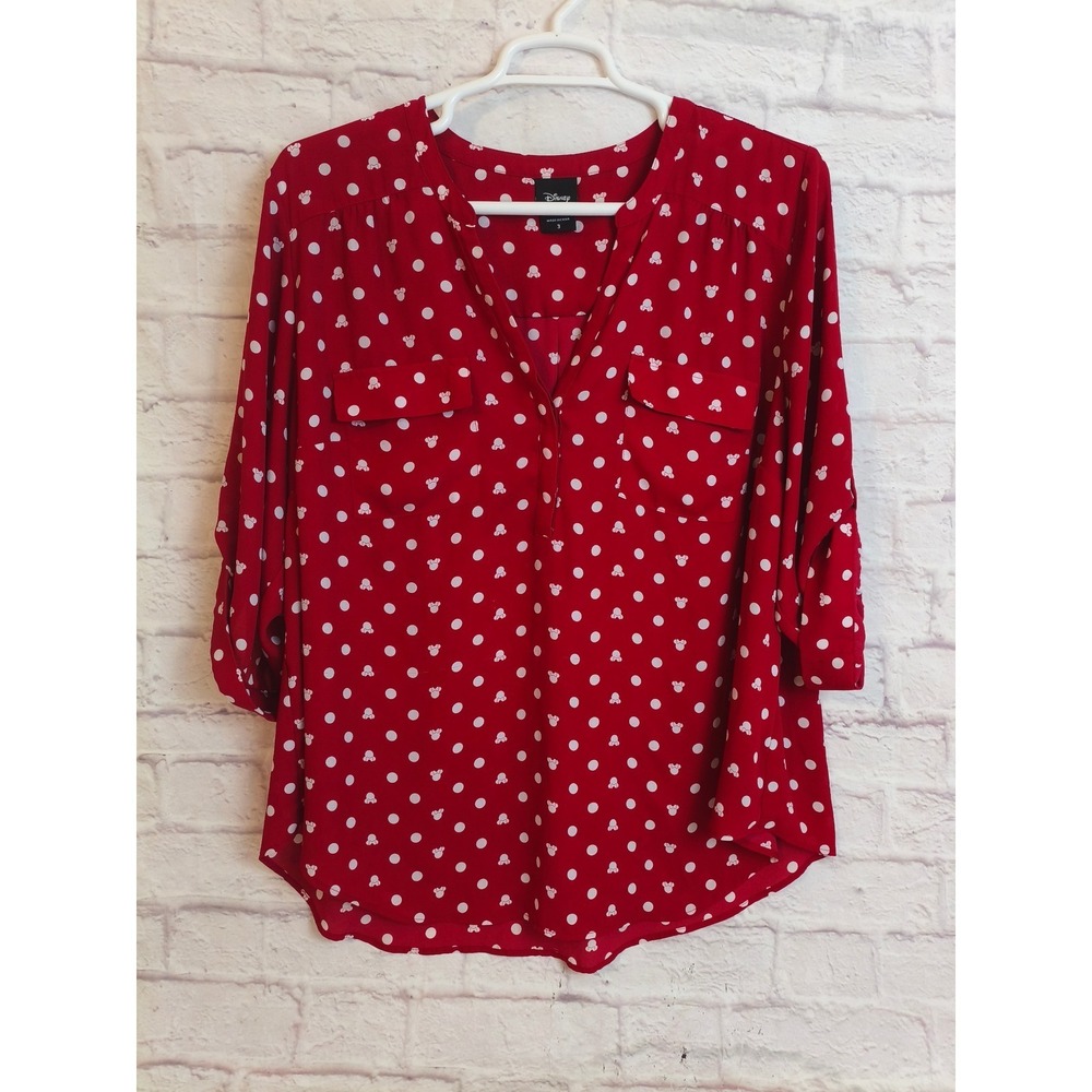 Disney Red Polka Dot Minnie Mouse Blouse size 3X Work wear Casual
